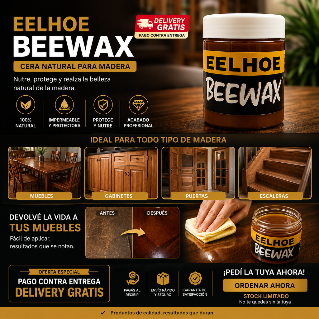 Lustrador de Muebles y Cera Premium BeeWax 100g.